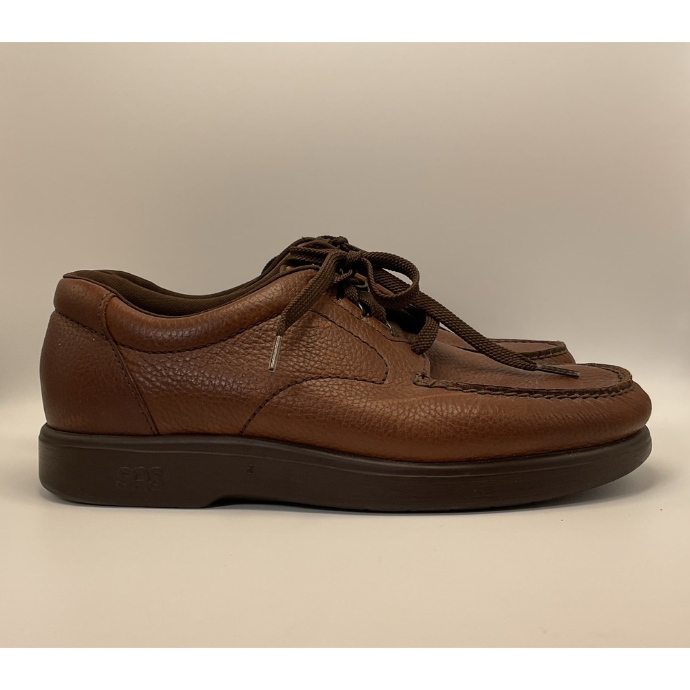 SAS Bout Time Mens 11 WW Extra Wide Brown Oxfords Comfort Lace Up Casual Shoes